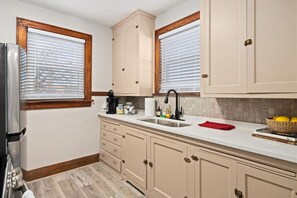 Fridge, microwave, oven, stovetop - Mid-Century Bohemian Escape (Peoria Heights)