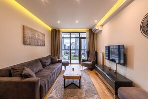 Apartment, 1 Bedroom, Courtyard View | Living area | LED TV - Waterfront Residences (Belgrade)
