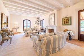 TV, fireplace