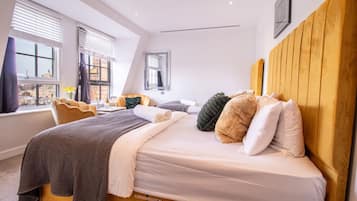 1 bedroom, desk, iron/ironing board, travel cot