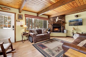 Cabin, Multiple Beds, Patio, Mountain View (2287) | Living area | Fireplace