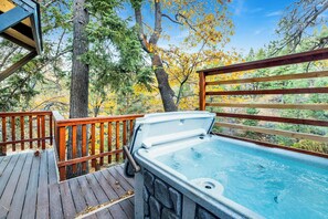 Stuga - flera sängar - bubbelpool - utsikt mot bergen (2372) | Bubbelpool utomhus