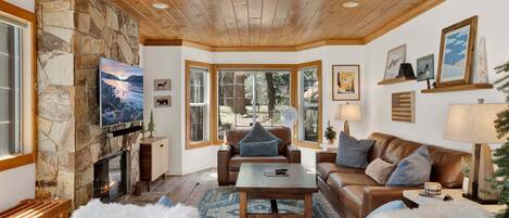キャビン ベッド (複数台) スパ浴槽 マウンテンビュー (2293) | リビング エリア | 暖炉
