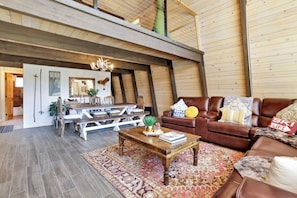 Cabin, Multiple Beds, Hot Tub, Mountain View (2066) | Living area | Fireplace