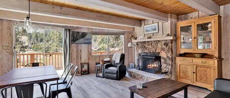 キャビン ベッド (複数台) パティオ マウンテンビュー (2235) | リビング エリア | 暖炉