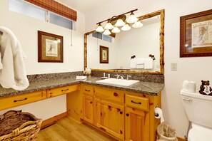 Designer toiletries, towels, toilet paper