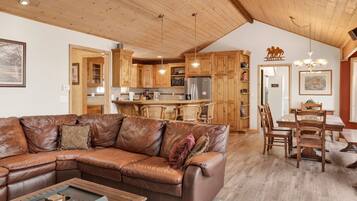 Cabin, Multiple Beds, Patio, Mountain View (2005) | Living area | Fireplace