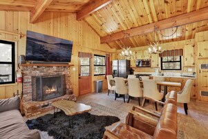 Cabin, Multiple Beds, Patio, Mountain View (2464) | Living area | Fireplace