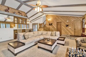 House, Multiple Beds, Balcony, Mountain View (1854) | Living area | Fireplace - Bear Castle #1854 (Big Bear City)