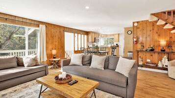 Cabin, nhiều giường, bồn tắm nước nóng, quang cảnh núi (1993) | Khu phòng khách | Lò sưởi