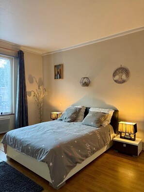 1 dormitorio, tabla de planchar con plancha, wifi y ropa de cama