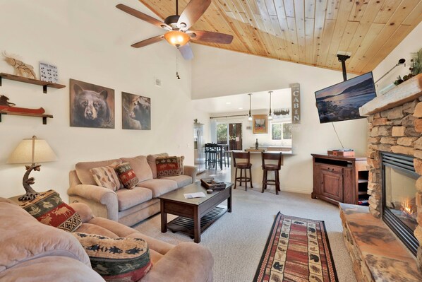 Stuga - flera sängar - bubbelpool - utsikt mot bergen (2171) | Vardagsrum