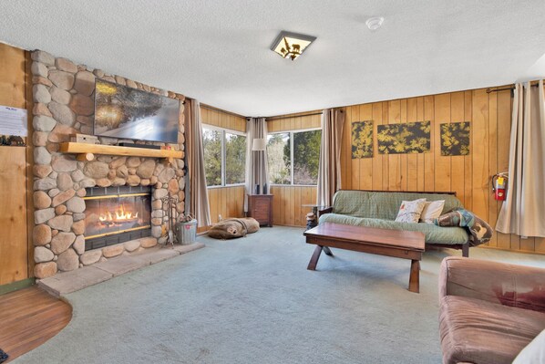 Cabin, Multiple Beds, Patio, Mountain View (2234) | Living area | Fireplace - Nested Oaks Cottage #2234 (Big Bear Lake)