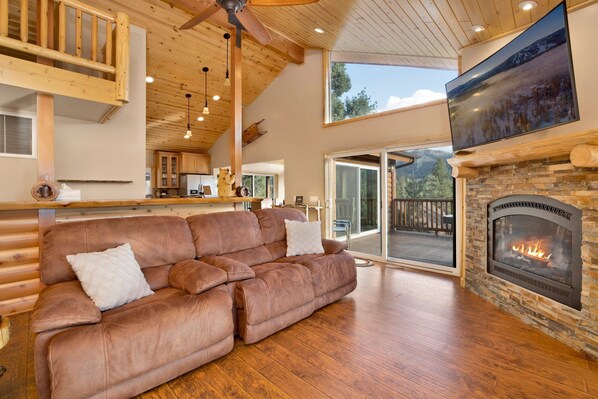 Cabin, Multiple Beds, Patio, Mountain View (2141) | Living area | Fireplace - Silver TIP Chalet #2141 (Big Bear Lake)
