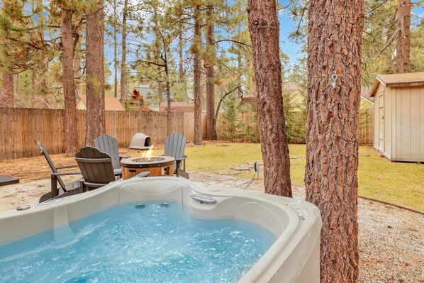 Cabane, 1 lit double et 1 canapé-lit, bain à remous, vue montagne (2315) | Enceinte de l’hébergement
