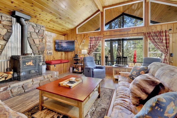 Cabane, plusieurs lits, bain à remous, vue montagne (2069) | Coin séjour