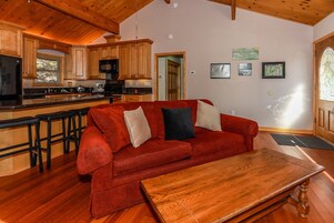 Cabin, Multiple Beds, Patio, Mountain View (1916) | Living area | Fireplace