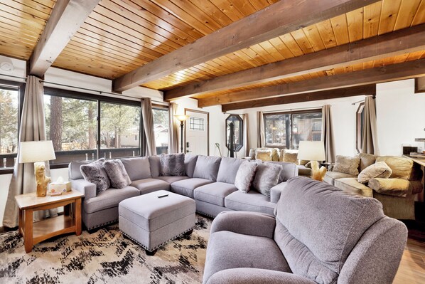 Stuga - flera sängar - bubbelpool - utsikt mot bergen (2381) | Vardagsrum | Eldstad