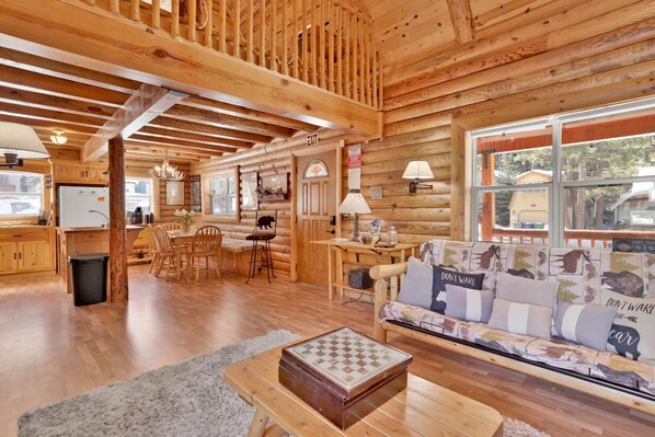 Cabin, Multiple Beds, Patio, Mountain View (2455) | Living area | Fireplace - Binky's Mountain Hideaway #2455 (Big Bear Lake)
