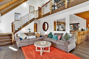 Cabin, Multiple Beds, Hot Tub, Mountain View (2048) | Living area | Fireplace