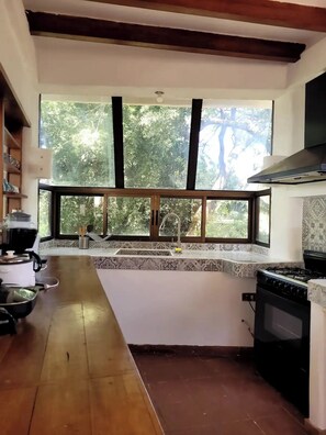 Fridge, microwave, oven, stovetop - sharonus cabin (Tamarindo)