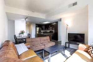 Premium Apartment, 2 Bedrooms, City View | Living area | MP3 dock