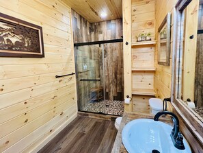 Shower, towels, soap