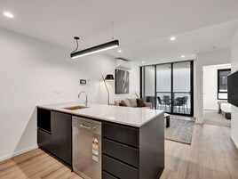 行政公寓, 1 间卧室 | 私人厨房 | 冰箱、微波炉、烤箱、炉灶