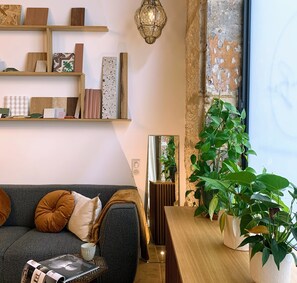 Televisión, libros, biblioteca de música, estéreo