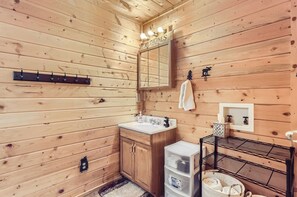 Shower, towels, soap, shampoo
