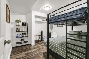 2 bedrooms, desk, iron/ironing board, travel cot