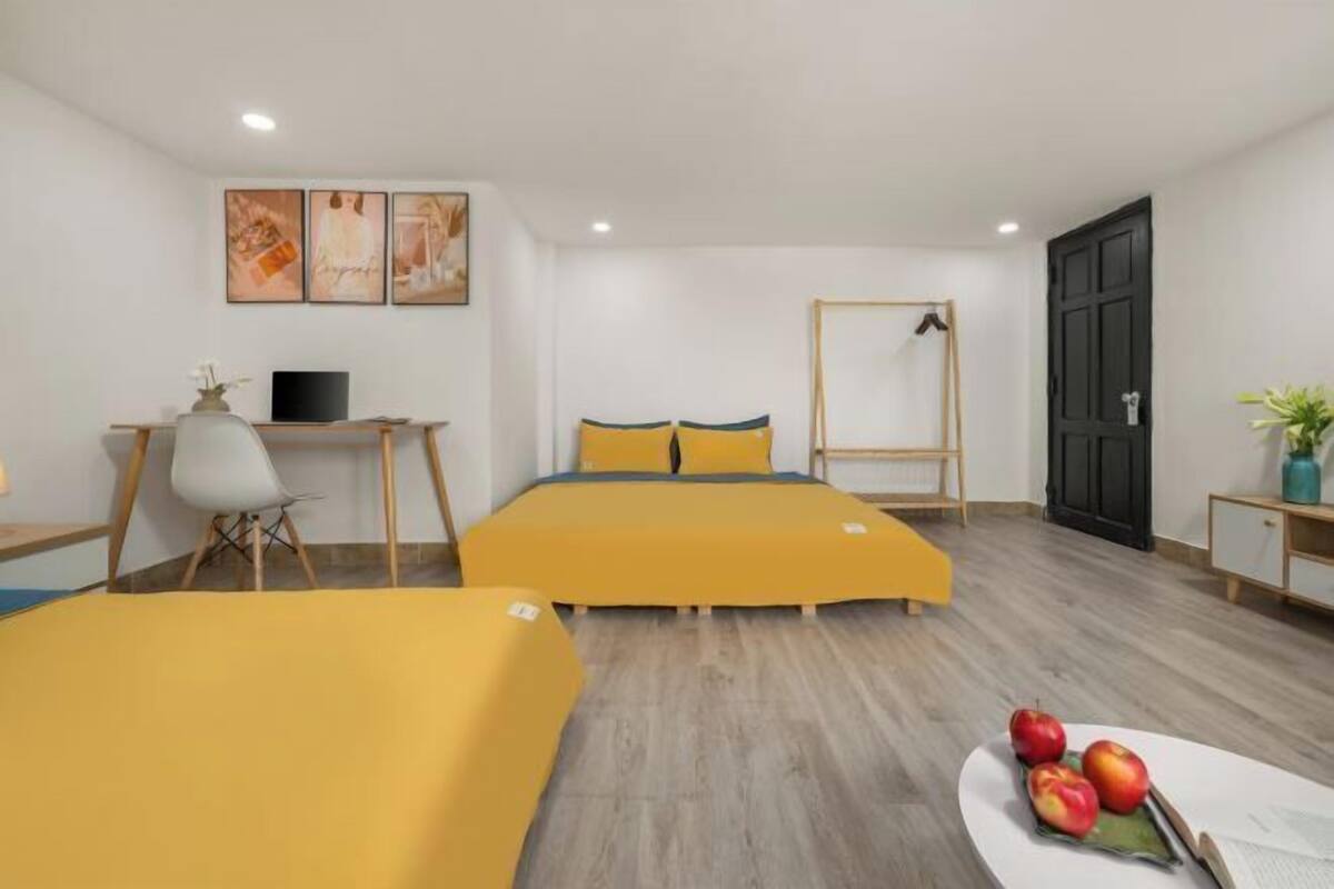 Premium bedding, pillow-top beds, desk, blackout curtains