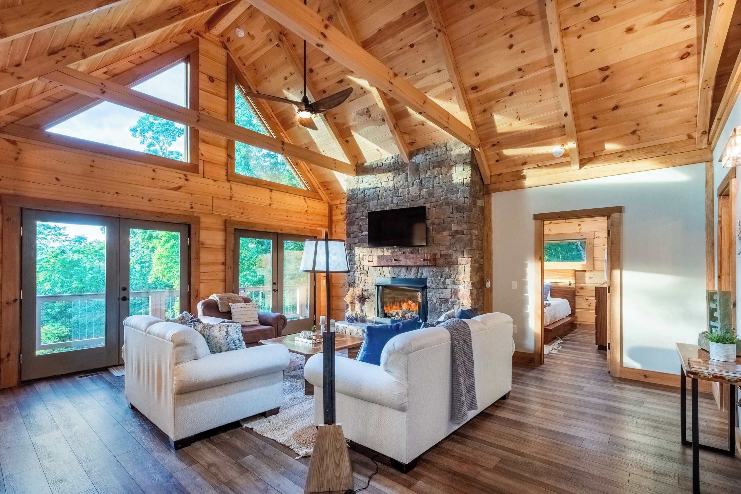 TV, fireplace, offices