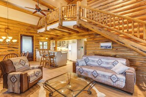 TV, fireplace - Spacious Rifle Cabin w/ Deck + Mountain Views! (Rifle)