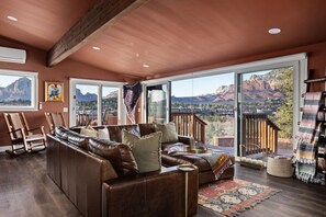 Smart TV, fireplace, table football