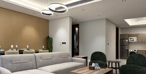 Leilighet – design, 3 soverom | Oppholdsområde | Flatskjerm-TV