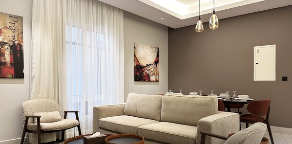Design Apartment, 3 Bedrooms | Living area | Flat-screen TV - Kease King Salman G-1 Lusso Najd GX96 (Riyadh)