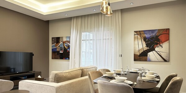 Design Apartment, 3 Bedrooms | Living area | Flat-screen TV - Kease King Salman K-1 Lusso Najd AZ89 (Riyadh)