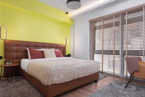 1 bedroom, desk, iron/ironing board, travel cot