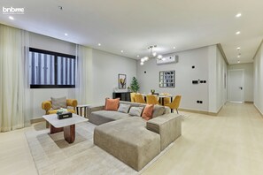 Apartment, 3 Bedrooms, Kitchen | Living area | 42-inch LED TV with cable channels, Netflix, streaming services - bnbmehomes- Stay nr Granada Mall-32B4 (Riyadh)