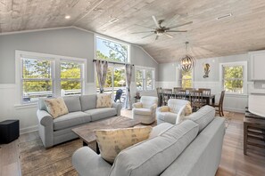 TV, fireplace - Modern Sound: New Build, Pool, Elevator, Rec Room (Corolla)
