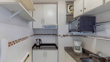 Apartment | Private kitchen | Fridge, microwave, oven, electric kettle
