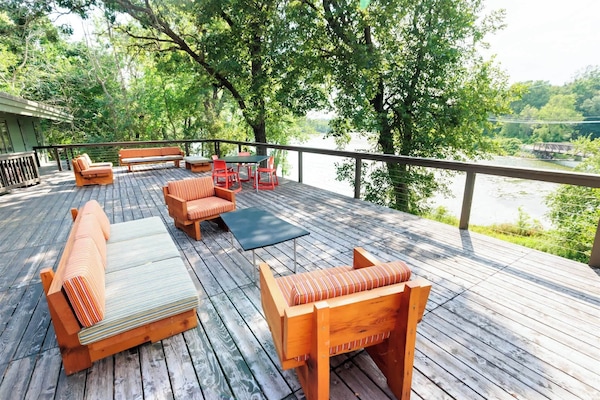 Deck with furniture overlooking Gleason Lake