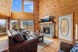 テレビ、暖炉、DVD プレーヤー