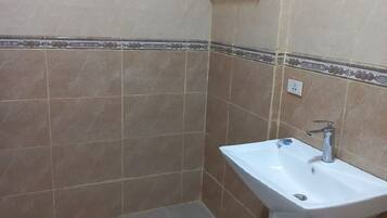 Shower, towels, soap, toilet paper