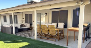Outdoor dining - Peaceful oasis with private pool, large yard, dog-friendly, games & grill (Peoria)