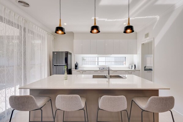 Fridge, microwave, oven, dishwasher