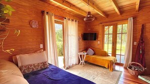 Comfort Cabin, Lanai, Mountain View | Living area | Flat-screen TV