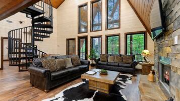 Smart TV, fireplace, video games, foosball