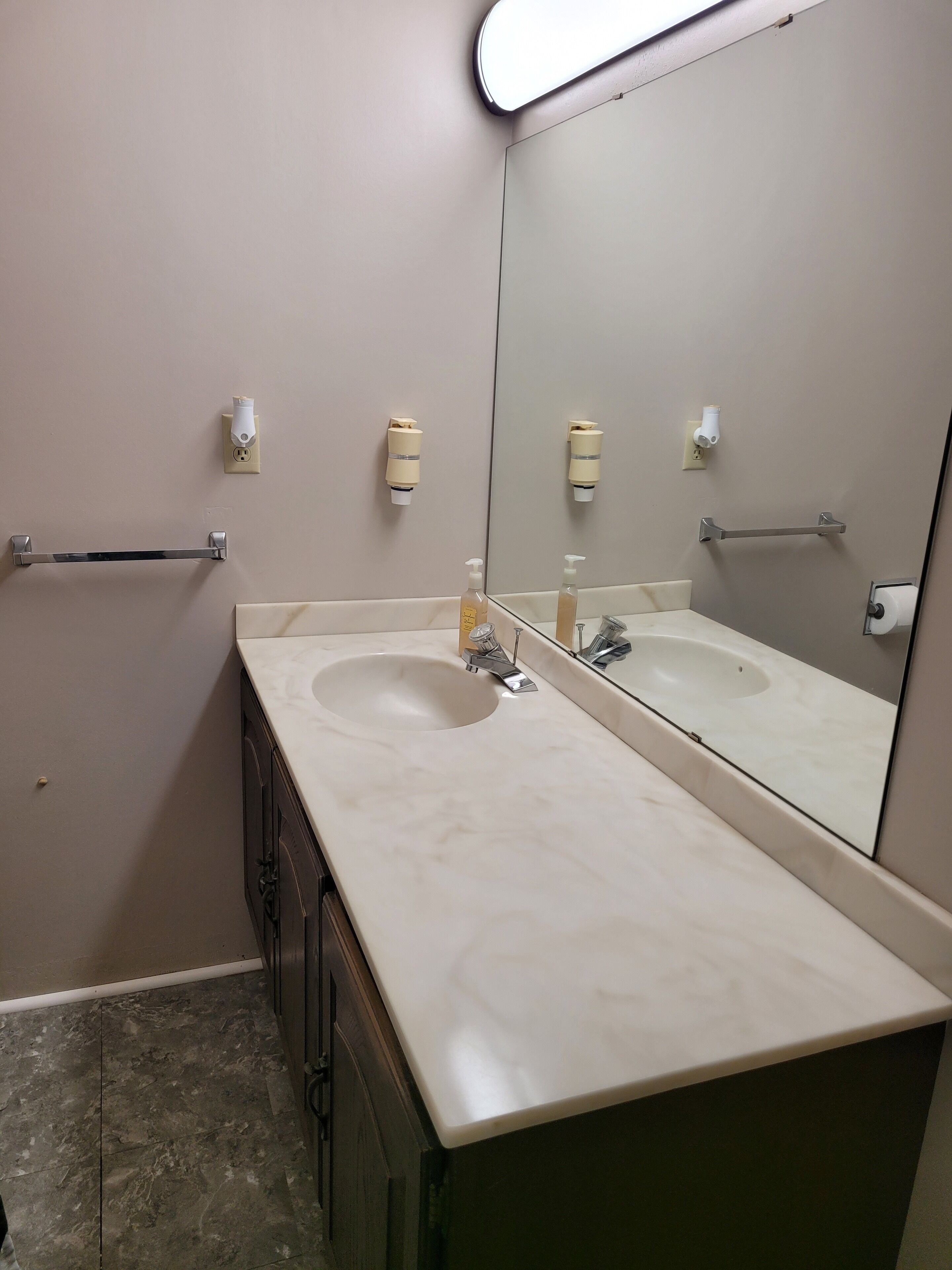 Shower, towels, soap, shampoo